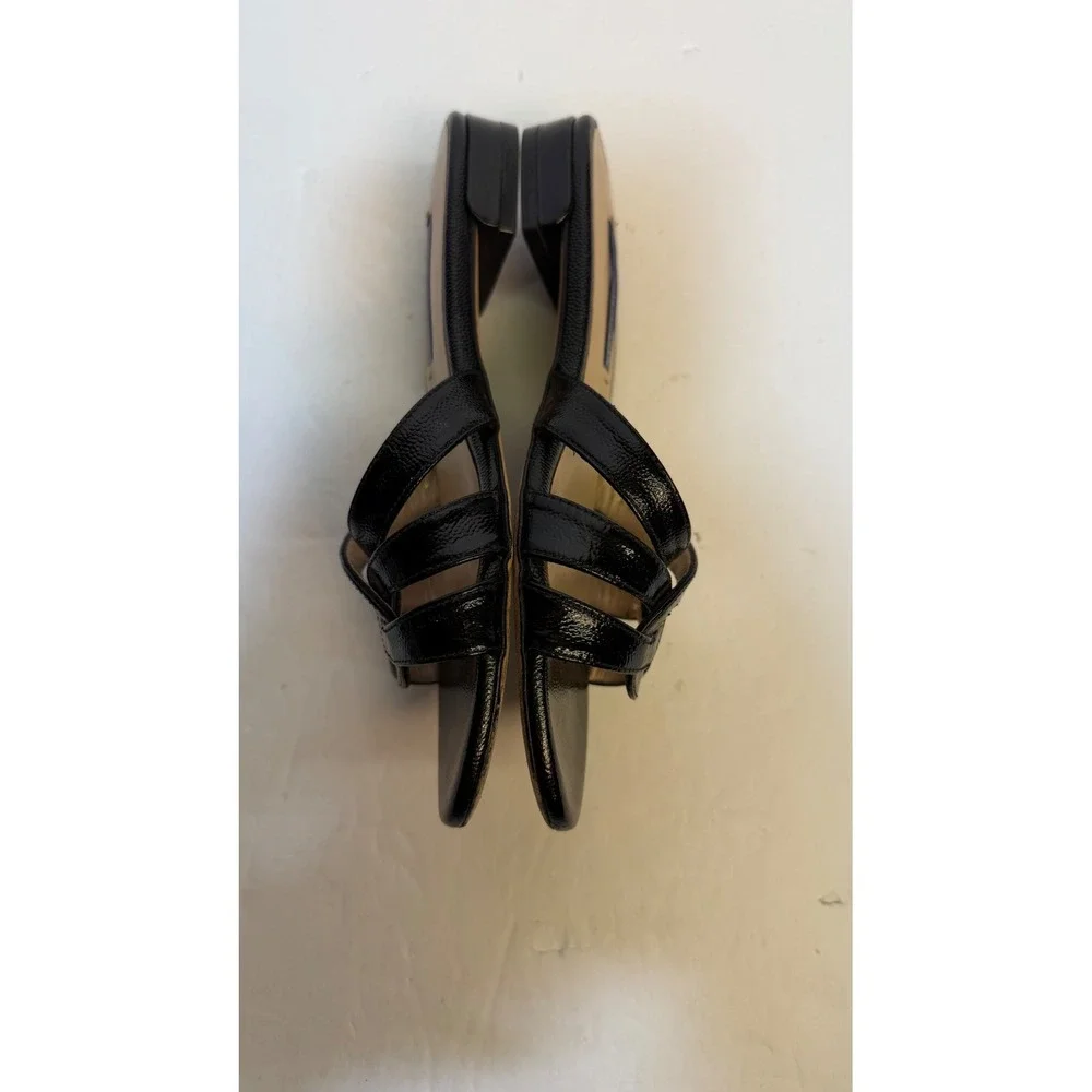 Stuart Weitzman Black Textured Leather Strappy Slide Sandals Made in Spain sz 6 - Picture 6 of 8